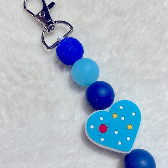 Solar System/Stars Heart Silicone Beaded Keychain/Purse Charm - Picture 2 of 5